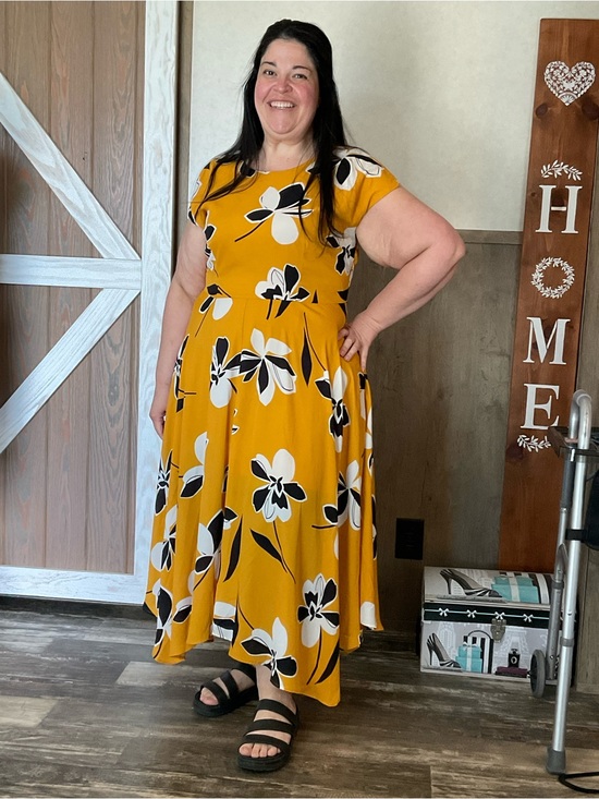 Who What Wear Dresses & Skirts - Who What Wear Mustard Floral Maxi Dress with Black & White Blooms